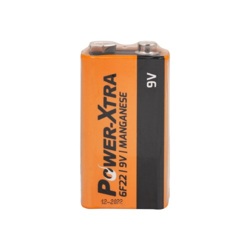 Power-Xtra 6F22/9V Size Zinc Manganese Battery-with Single Shrink - Power  Xtra